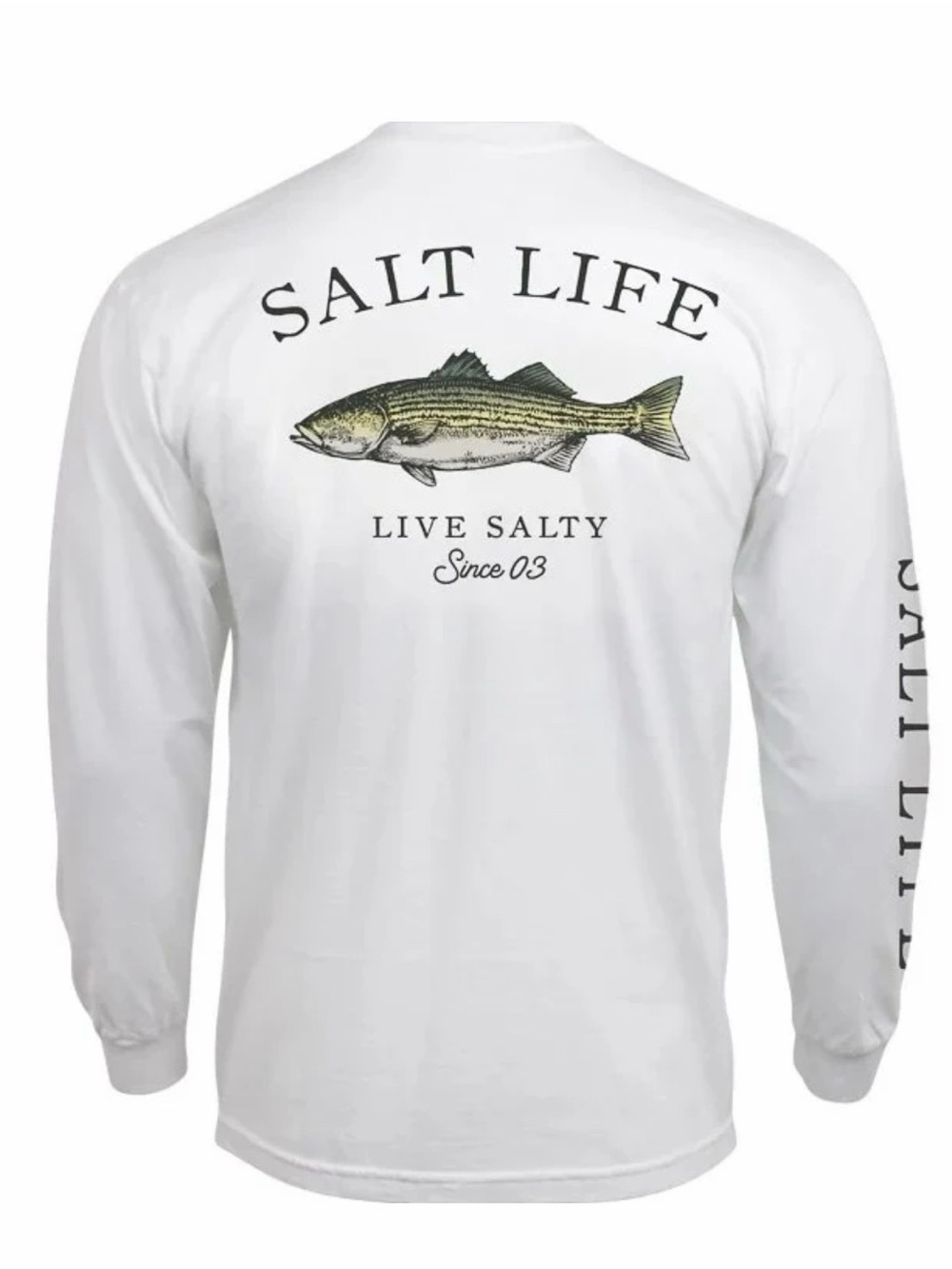 Salt Life White Long Sleeve Tee with Fish Graphic